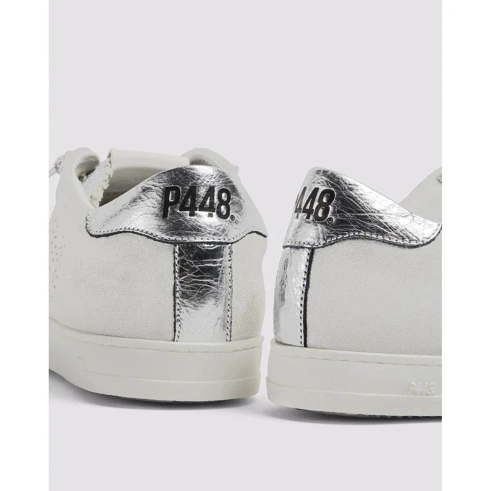 P448 John Off-White Silver Suede Low Top Sneakers Made in Italy 39‎ / 9